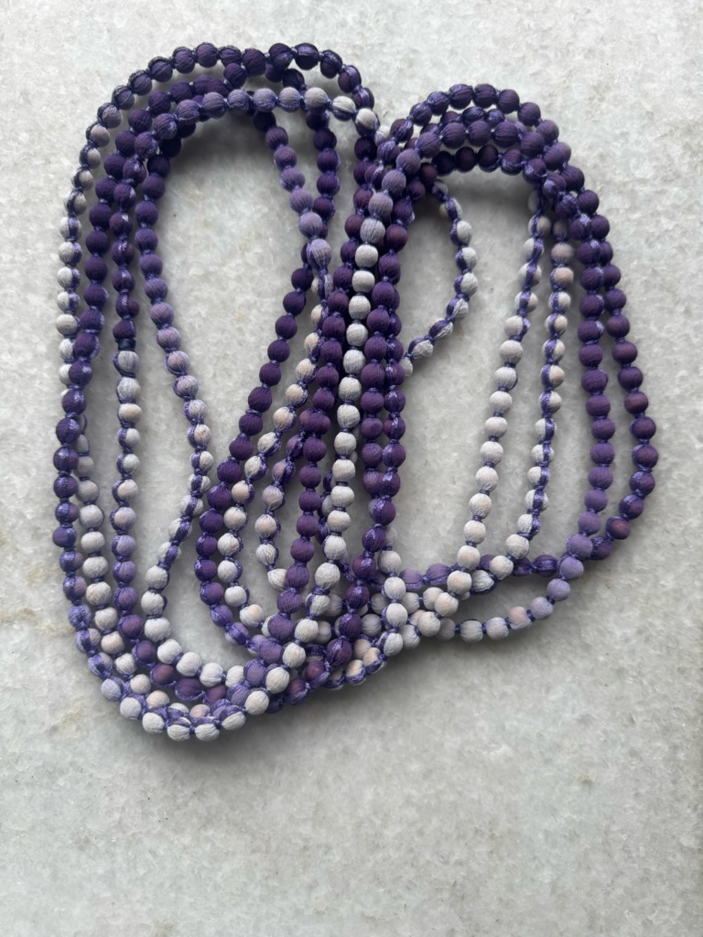 Roller Rabbit Purple and White Ombre Wrapped Bead Necklace